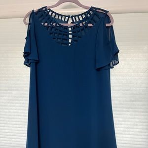 Skies Are Blue Cold Shoulder Mini Dress